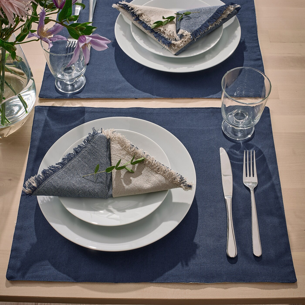 IKEA NISSÖGA  (ИКЕА НИССÖГА)  -  Коврик, белый/синий, 45x35 см