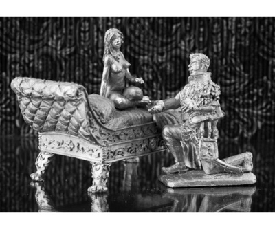 Оловянная композиция Девушка с офицером конных егерей 1812 г.