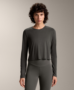 Oysho Укороченная футболка с перекрестной спинкой, антрацитовый