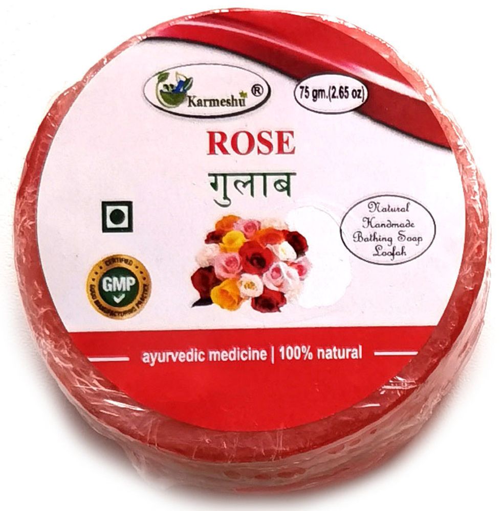 Мыло Karmeshu Роза ручной работы с натуральной мочалкой 75 гр