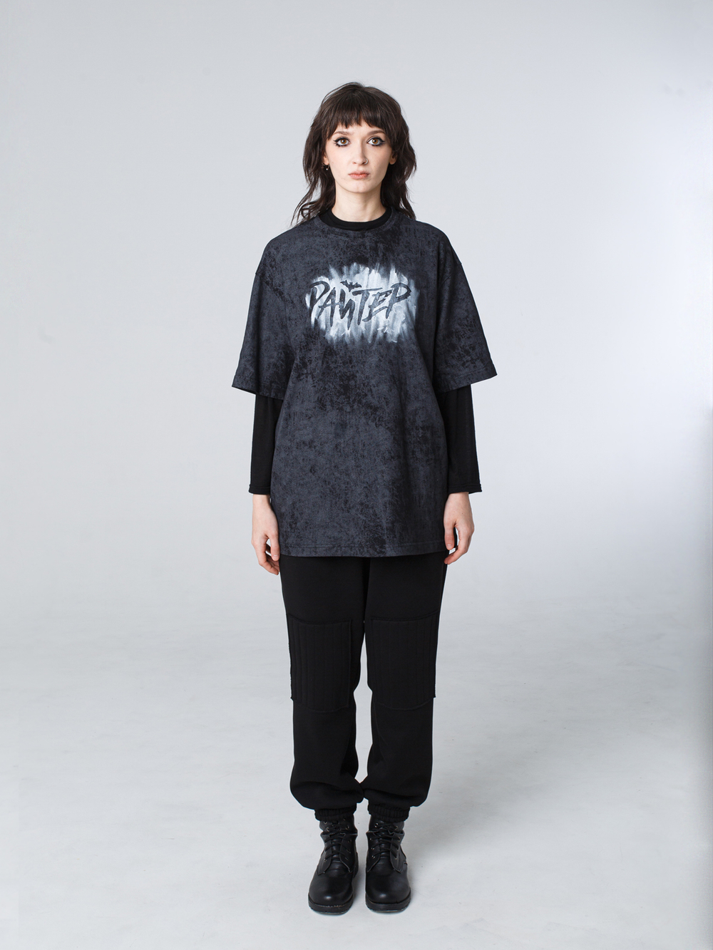 Футболка с набойкой "Райтер". Черно-серая