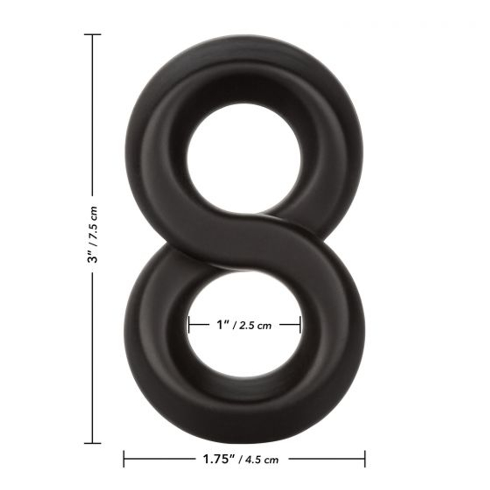 Двойное эрекционное кольцо Ultra-Soft Crazy 8 (Цвет: черный)