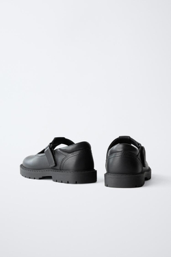 ZARA КОЖАНЫЕ ТУФЛИ, ЧЕРНЫЙ