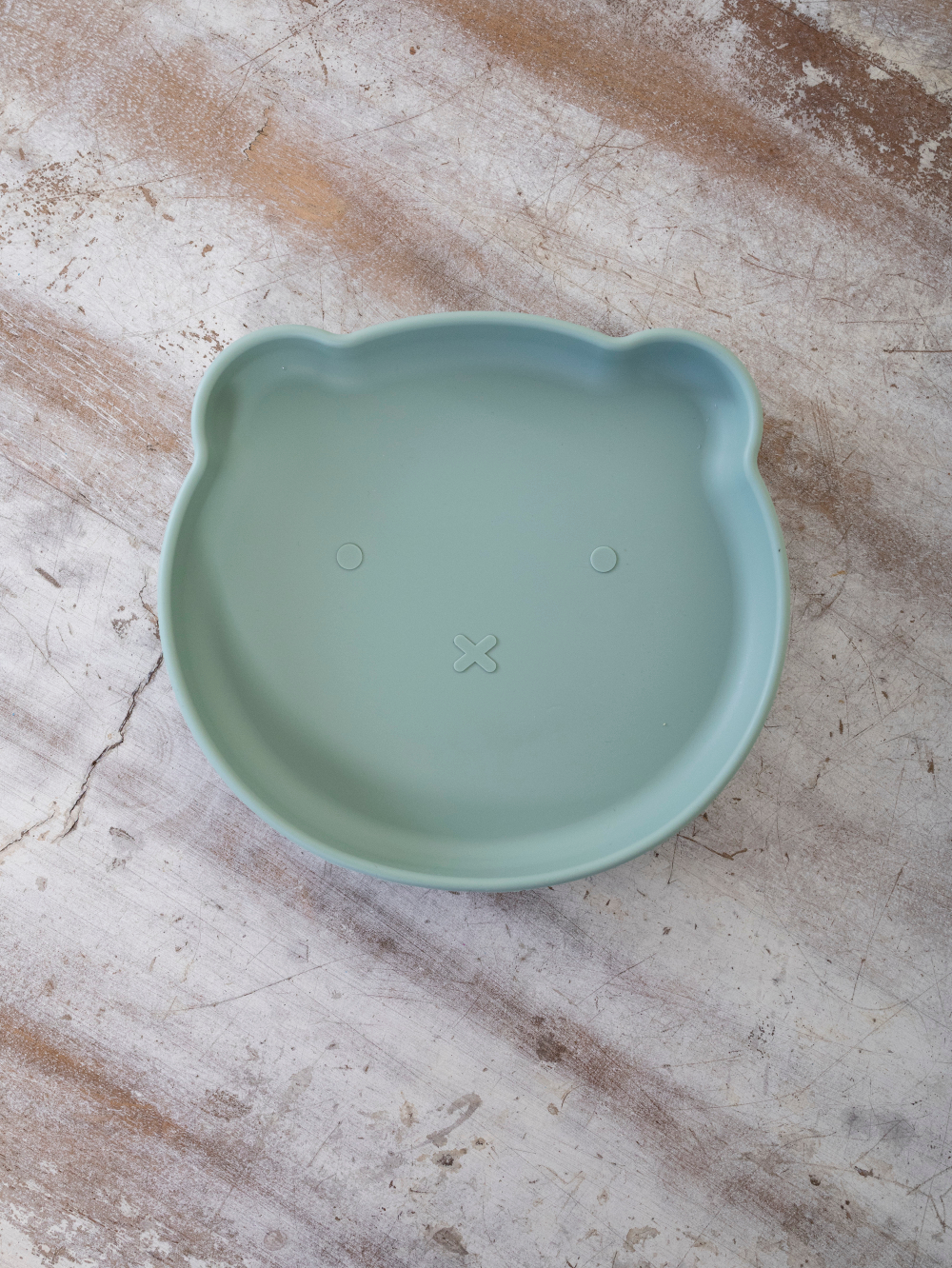 Силиконовая тарелка на присоске 400 мл Мишка, Mint