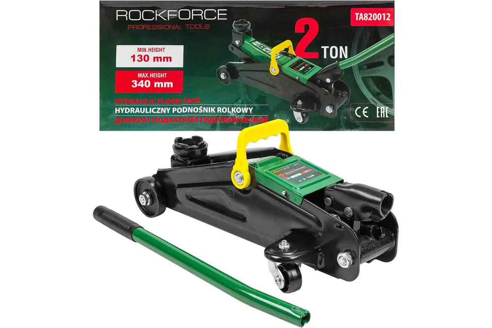 Домкрат гидравлический RF-TA820012 подкатной 2т (h min 130мм, h max 340мм) ROCKFORCE