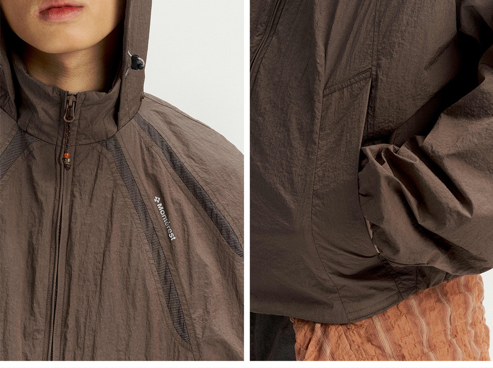 Ветровка Nothomme Monterest Outdoor Water-Repellent Reflective Print Loose Fit Stand Collar Hidden Hood Jacket