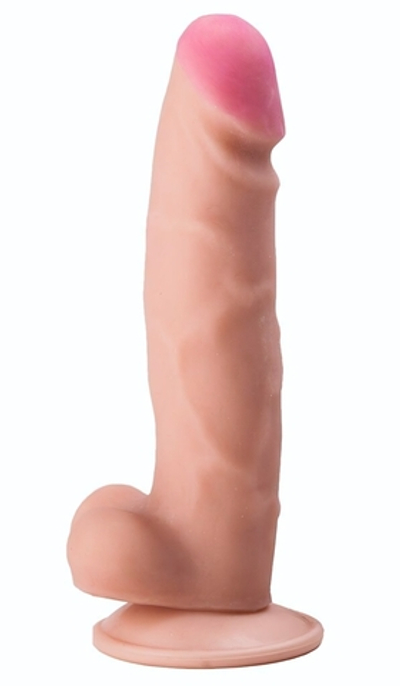 Телесный фаллоимитатор на присоске с выраженным рельефом - 19 см. (Цвет: телесный)