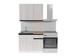 Кухонный гарнитур Амели мини 1000 мм, каркас ЛДСП, фасад ЛДСП, Белый/Дуб грей
