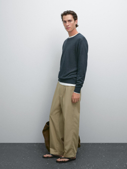 Massimo Dutti Свитер из 100% льна, пыльно-серый