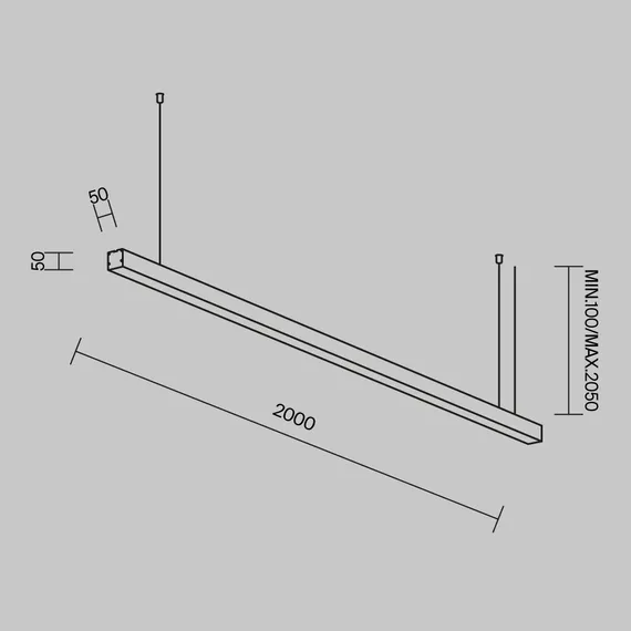 Линейный светильник подвесной 3000K 50x50 40 Вт (Серебро, 2 м) LL312023 Technical ll312023