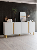 Комод широкий Ола 4 двери, с деревянными вставками, белый