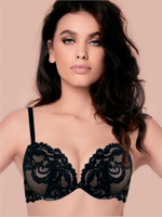 Супер пуш-ап бюстгальтер из кружева и мягкой микрофибры (Размер: 3B) (Цвет: черный с бежевым)