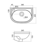 Умывальник "Бриз-40" лев/отв. (Santek)
