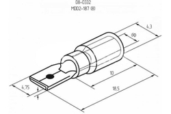 Плоская изолированная клемма REXANT штекер 4.8мм 1.5-2.5 кв.мм/РПИп 2-5 синяя, 100 шт 08-0332