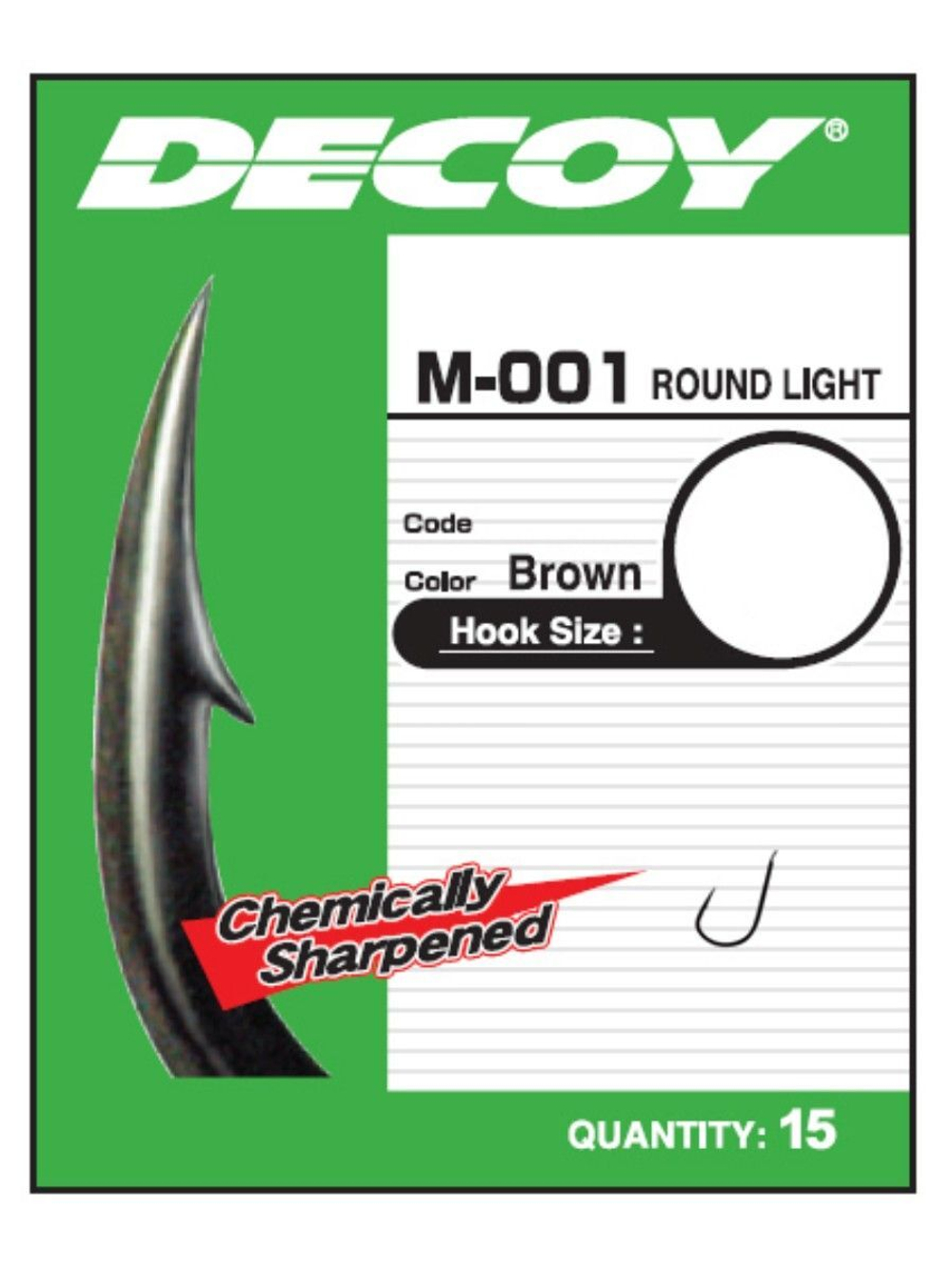 Крючок одинарный Decoy M-001 ROUND LIGHT #14 (в упаковке 15 штук)