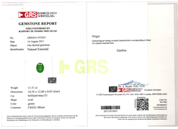 Изумруд, Овал, 1 шт / 11,52 карат, Замбия