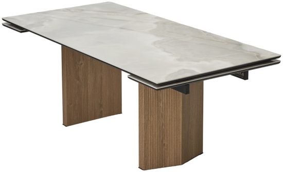 Стол МОЦАРТ 200 REX 769925, Бежевый мрамор, керамика / Дуб монтана