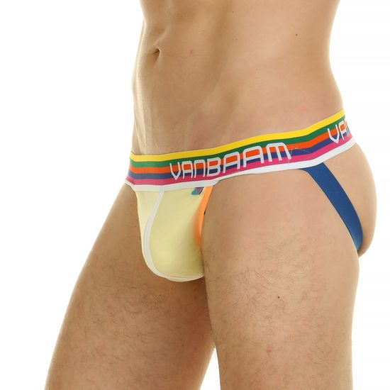 Мужские трусы джоки желтые с разноцветной резинкой Van Baam
