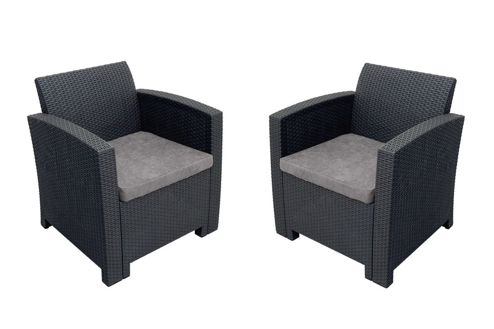 Arizona b:rattan, Кресло (2шт.), антрацит (2 подушки)