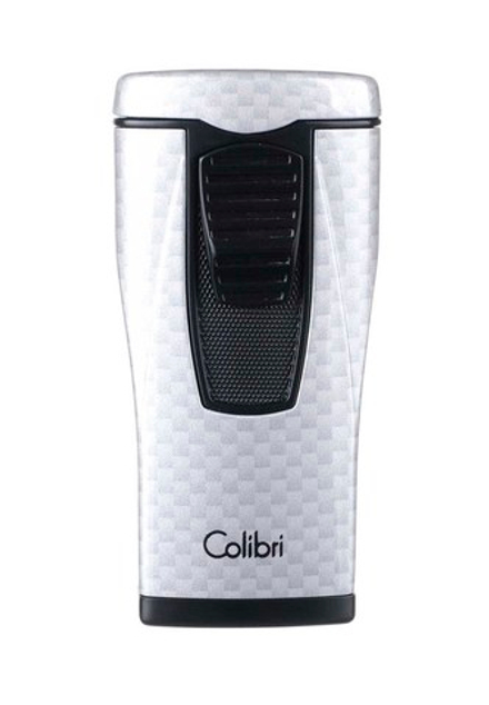 Зажигалка сигарная Colibri Monaco (тройное пламя), серебристый карбон