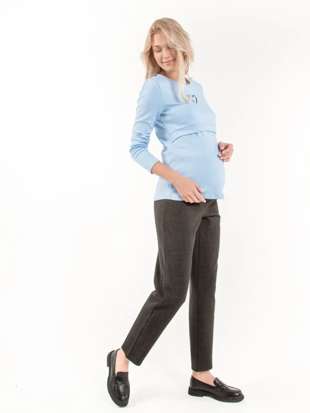 Брюки прямые из твида для беременнных черный 3234