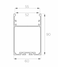 Профиль накладной алюминиевый LC-LP-9060-2 Anod