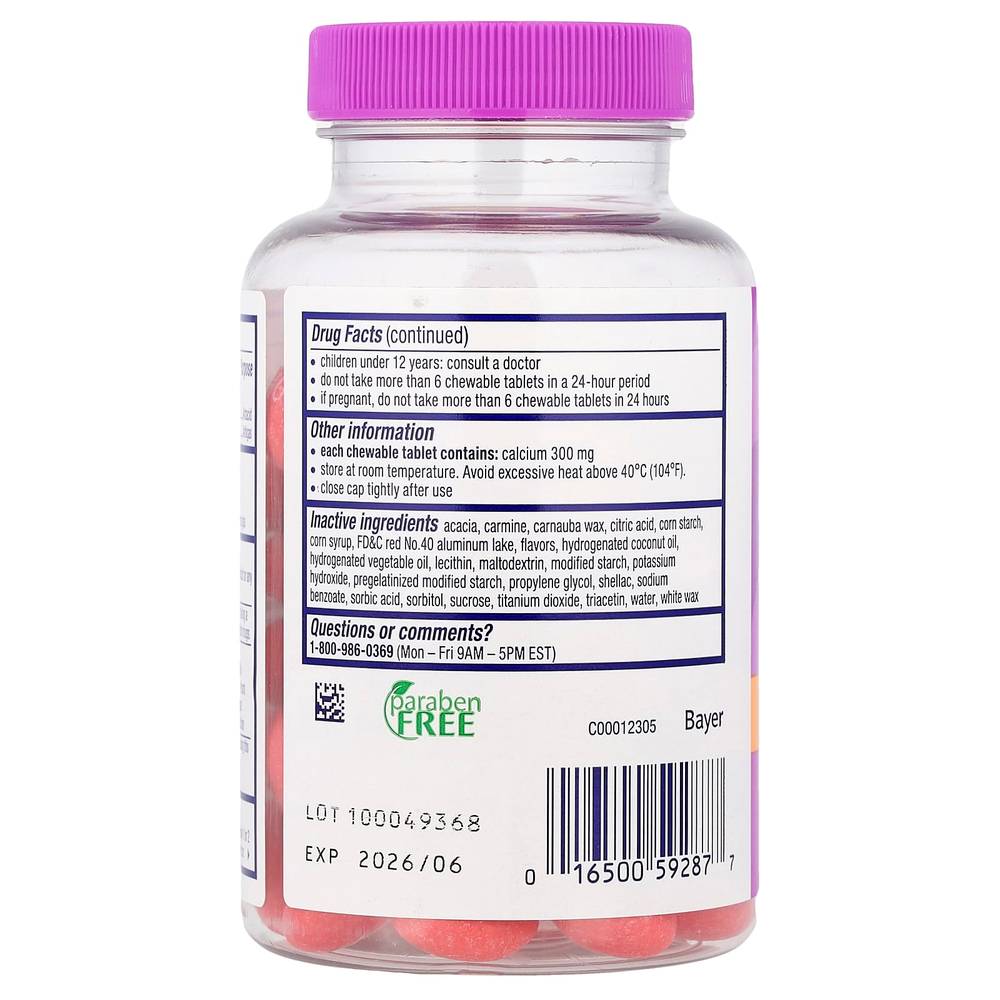 Alka-Seltzer, Жевательные таблетки от изжоги и газообразования, тропический пунш, 60 жевательных таблеток