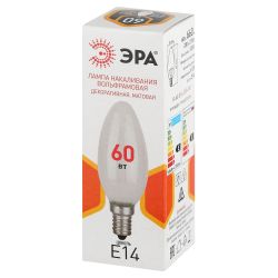 Лампа накаливания ЭРА B-60-E14-230-FR 60Вт 230В свеча матовая цветная коробка Е14