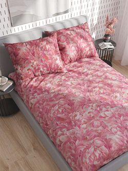 Постельное белье сатин Milky Garden "Вейгела" семейное Наволочка 50x70 см 2 шт Простынь 240x215 см Пододеяльник 145x215 см 2шт