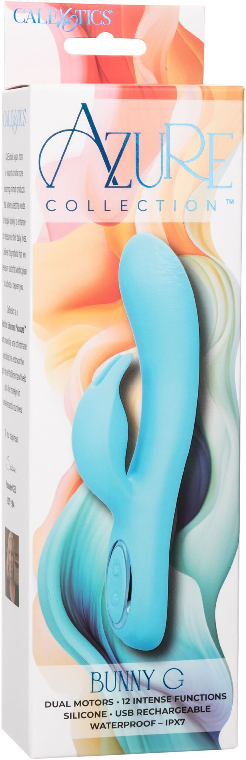 Голубой вибратор-кролик Bunny G - 22,7 см. (Цвет: голубой)