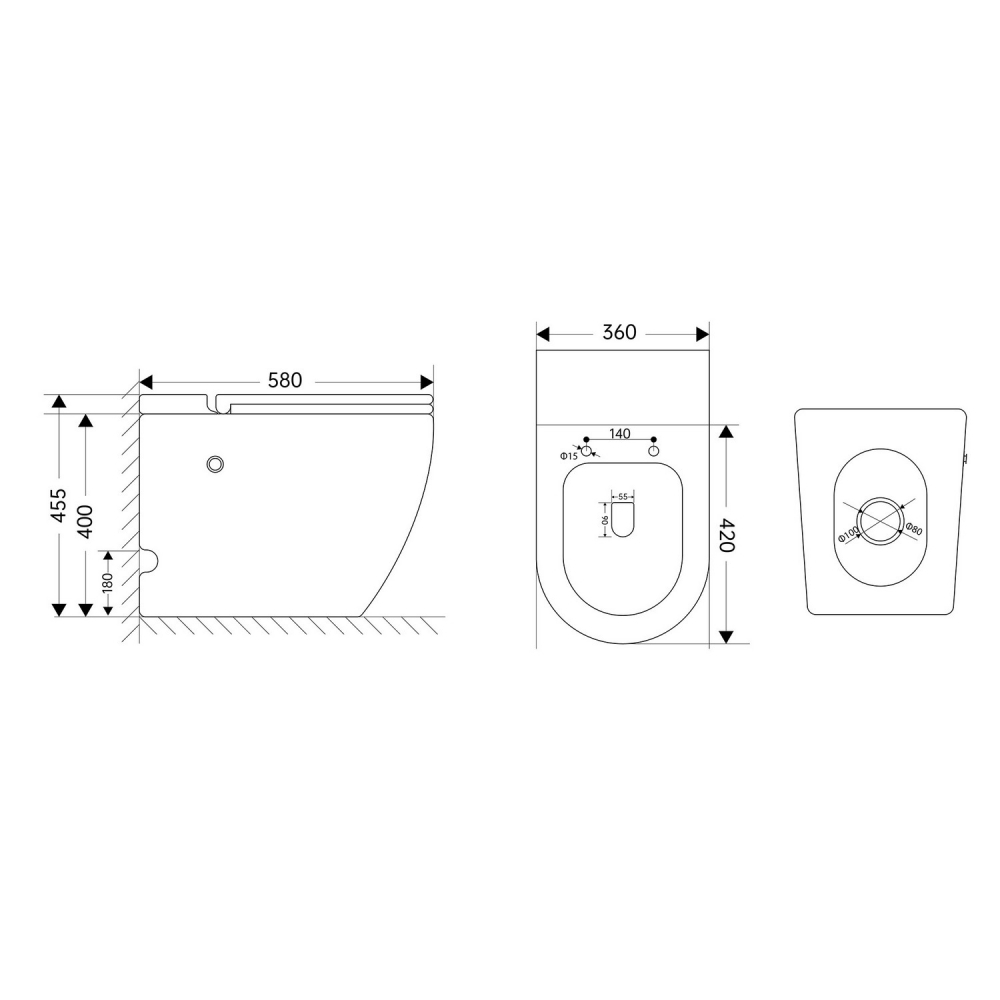 Унитаз ABBER Bequem AC1115PMB приставной черный матовый с импульсным смывом
