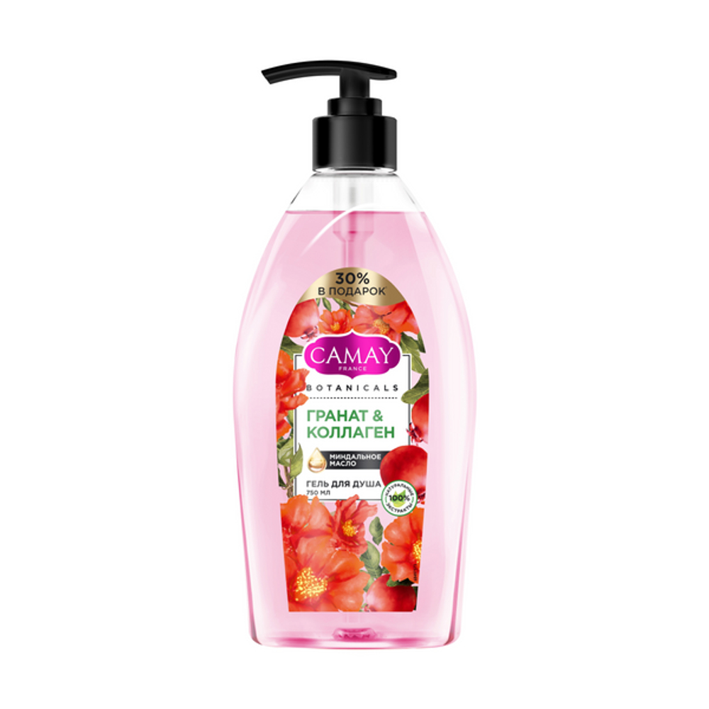Camay Botanicals Гель для душа  Цветы граната 750 мл