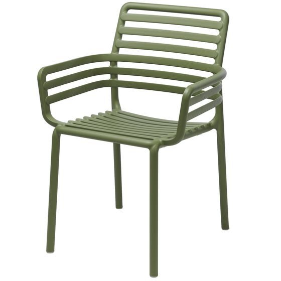 Зеленый (агава) пластиковый стул с подлоктниками Doga | Nardi | Италия