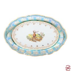 Блюдо овальное Repast Охота зеленая Мария-тереза 29 см