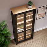 Шкаф-витрина Хемнэс Hemnes/Кымор, ст/ст 90х198х37 см, черный/светло-коричневый