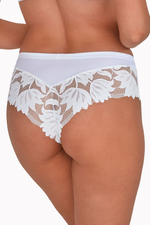 Трусики-бразилиана из кружевного полотна с растительным рисунком (Размер: M) (Цвет: черный)