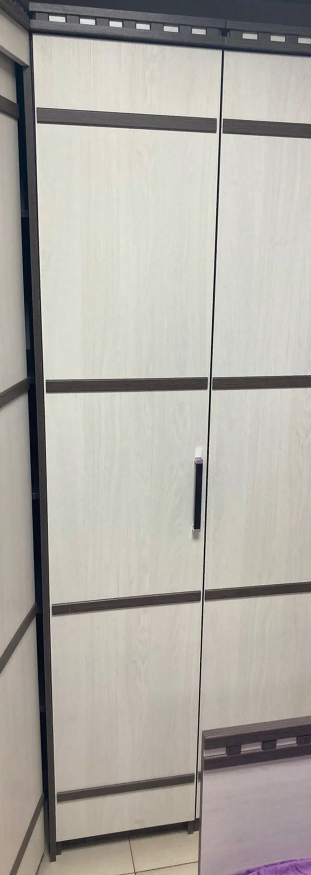 Пенал Шкаф 1-но дв для белья №2 Ольга-13 ЛДСП ясень анкор темн/ясень анкор св