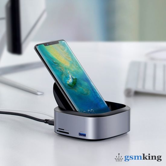 Baseus Mate Docking Type-C Mobile Phone Intelligent HUB Expanded Socket (high configuration) Deep Gray CAHUB-S0G