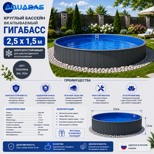 Бассейн для дачи каркасный круглый диаметр 2,5 м морозоустойчивый
