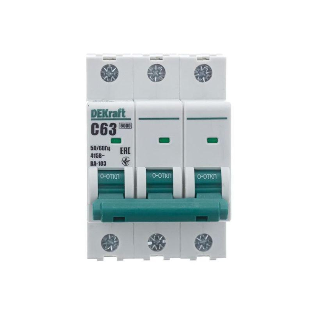 Выключатель автоматический модульный 3п C 63А ВА103 DEKraft 12311DEK