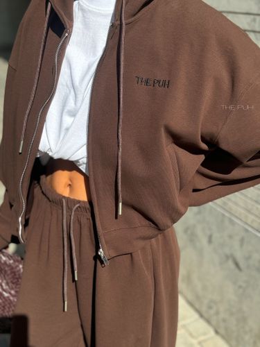 Шоколадный хлопковый спортивный костюм