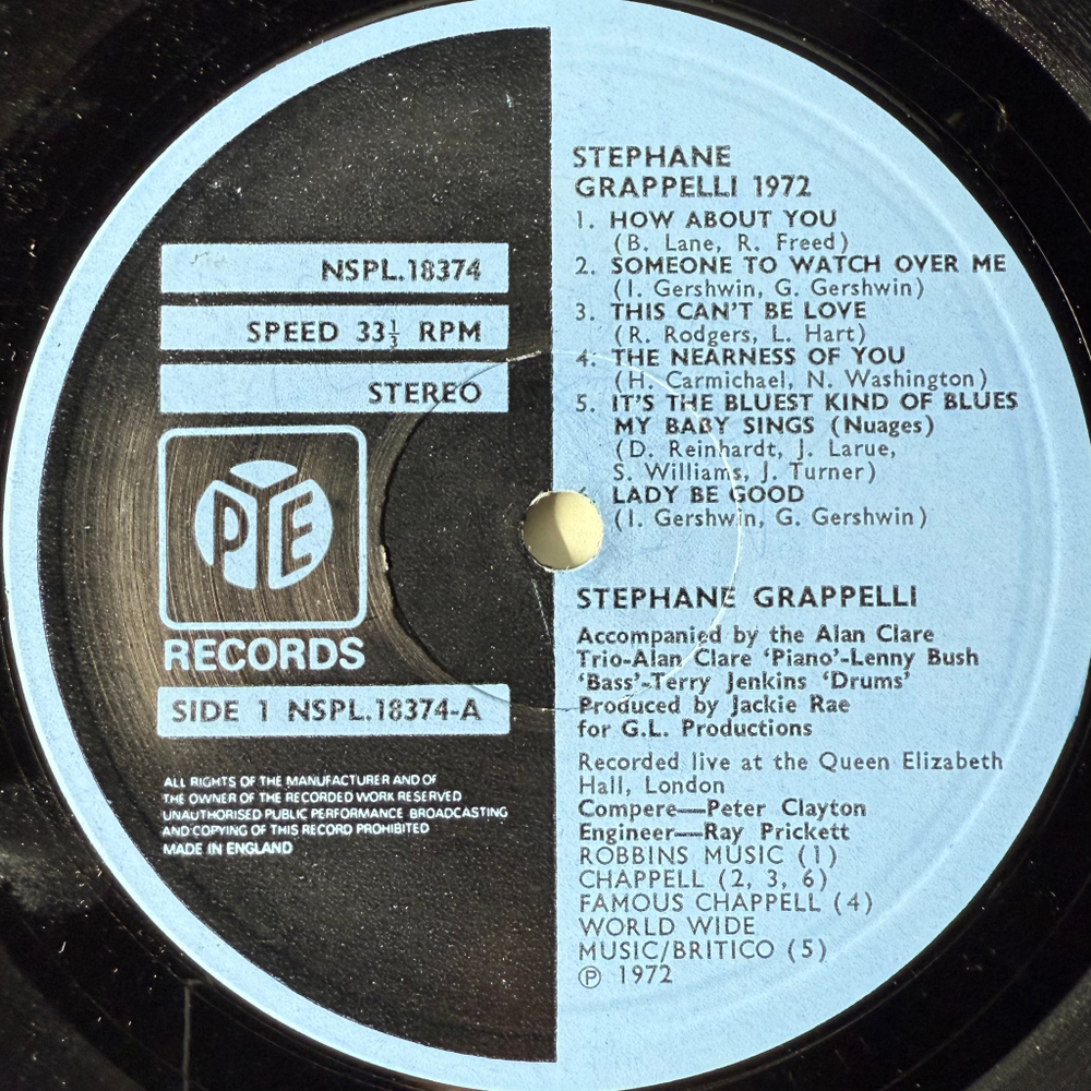 Stéphane Grappelli ‎– Stéphane Grappelli 1972 (Англия 1972г.)