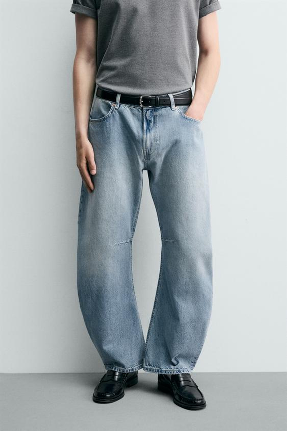 ZARA ДЖИНСЫ RELAXED BARREL FIT, ГОЛУБОЙ