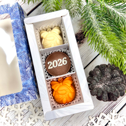Шоколадный набор "С Новым годом 2026": 3 конфеты ручной работы
