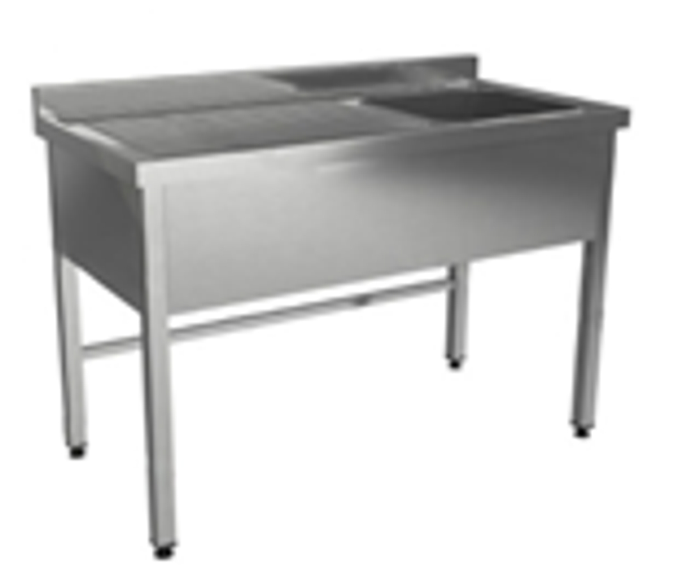 Ванна моечная с рабочей поверхностью ВМРП "Люкс", 1200х600х860, с бортом и отверстием