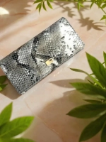 Компактный кошелек из натуральной кожи серый
