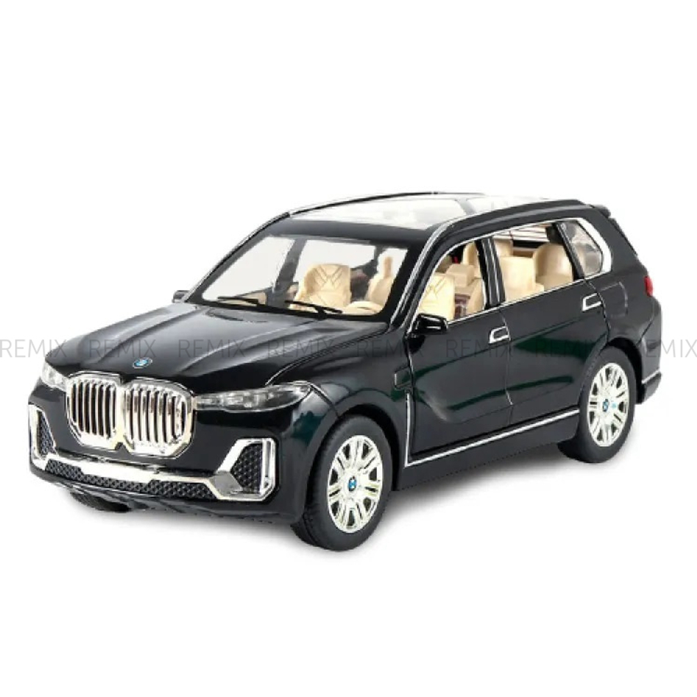 Машина металлическая BMW X7, 1:24, открываются двери, капот, багажник, цвет чёрный