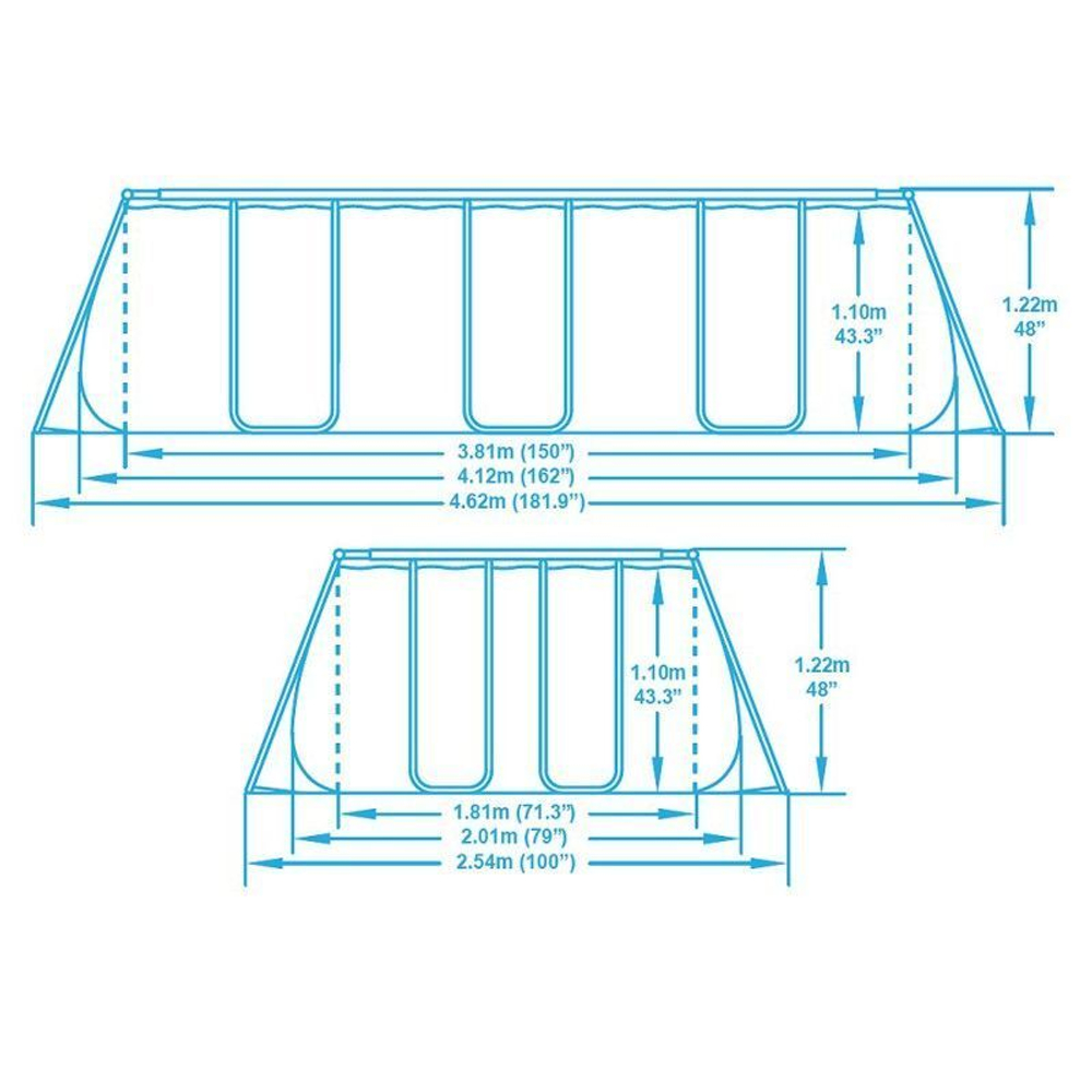 Каркасный прямоугольный бассейн Bestway 56456 (412х201х122 см) с картриджным фильтром и лестницей