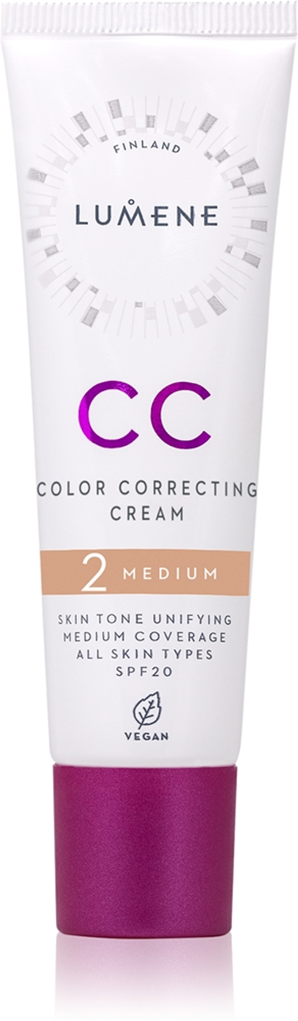 Lumene CC Color Correcting Cream - Корректирующий тональный крем оттенок 2 Medium (Cool), 30 ml