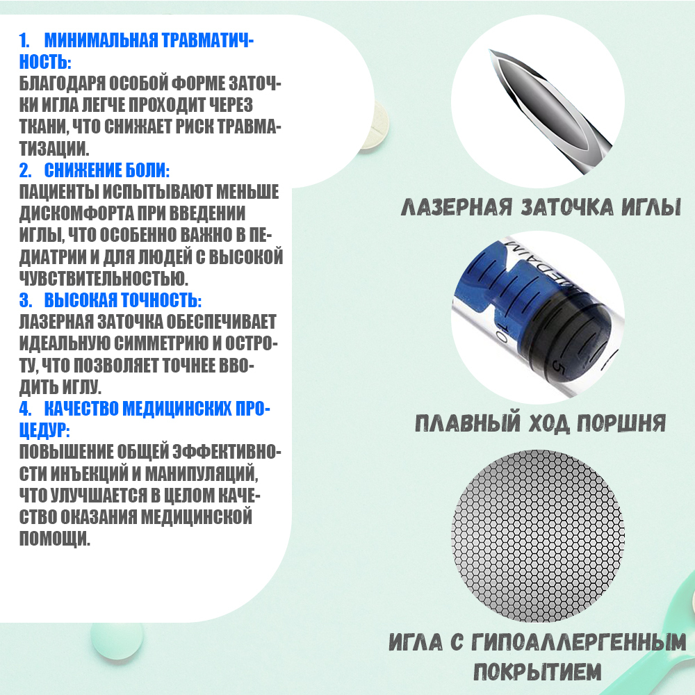 Шприц 1 мл. инсулиновый U-100 3-х компонентный с иглой 0,4х12 мм (27Gx1/2") luer slip 100 шт. MEDcare